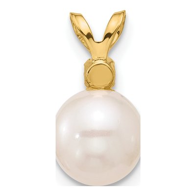 14K Yellow Gold Peridot & Freshwater Cultured Pearl Round 07PE Pendant – view 3