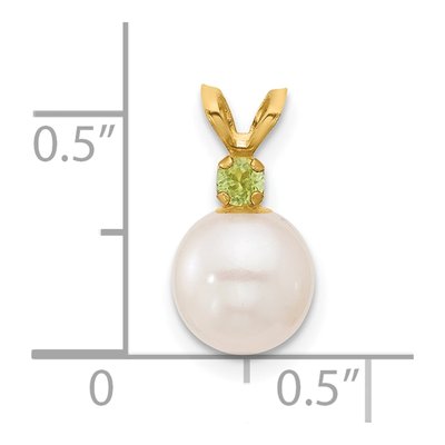 14K Yellow Gold Peridot & Freshwater Cultured Pearl Round 07PE Pendant – view 4