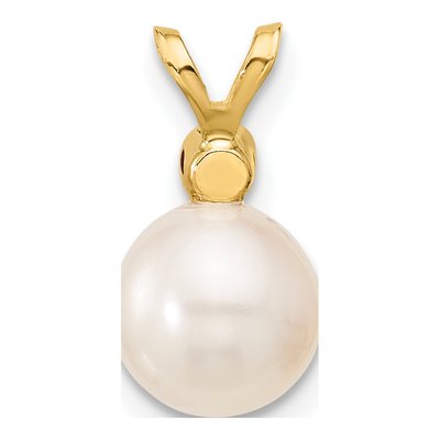14K Yellow Gold Ruby & Freshwater Cultured Pearl Round 09RU Pendant – view 3