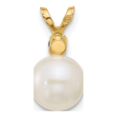 14K Yellow Gold Sapphire & Freshwater Cultured Pearl Round 09SA Pendant – view 3
