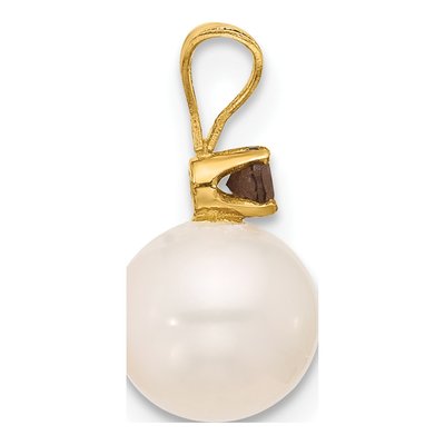 14K Yellow Gold Smoky Quartz & Freshwater Cultured Pearl Round 09SQ Pendant – view 2