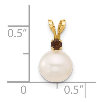 14K Yellow Gold Smoky Quartz & Freshwater Cultured Pearl Round 09SQ Pendant – view 4