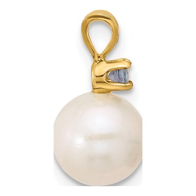 14K Yellow Gold Tanzanite & Freshwater Cultured Pearl Round 07TZ Pendant – view 2