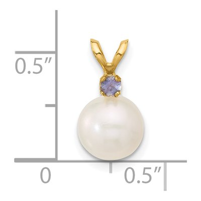 14K Yellow Gold Tanzanite & Freshwater Cultured Pearl Round 07TZ Pendant – view 4