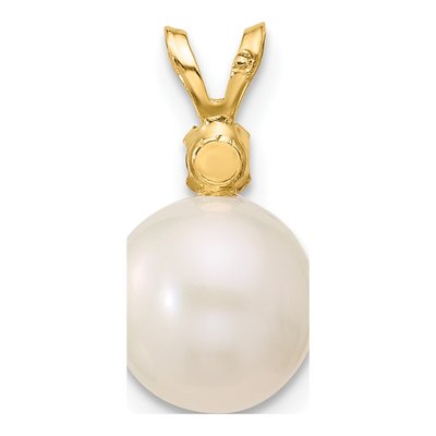 14K Yellow Gold Amethyst & Freshwater Cultured Pearl Round 07AM Pendant – view 3