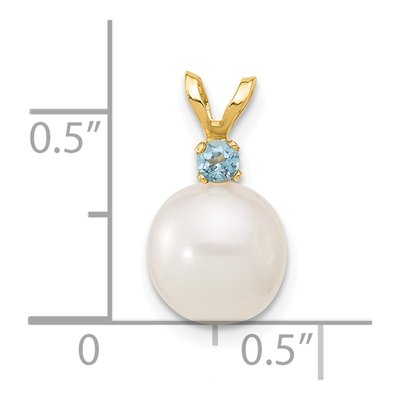 14K Yellow Gold Swiss Blue Topaz & Freshwater Cultured Pearl Pendant – view 4