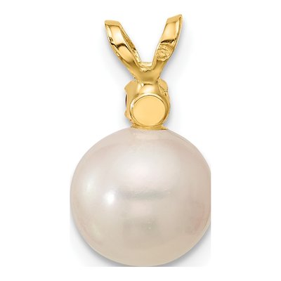 14K Yellow Gold Citrine & Freshwater Cultured Pearl Round 09CI Pendant – view 3