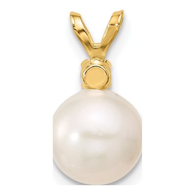 14K Yellow Gold Emerald & Freshwater Cultured Pearl 14k8 Round 09EM Pendant – view 3