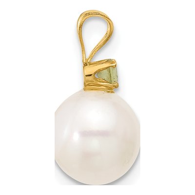 14K Yellow Gold Peridot & Freshwater Cultured Pearl Round 07PE Pendant – view 2