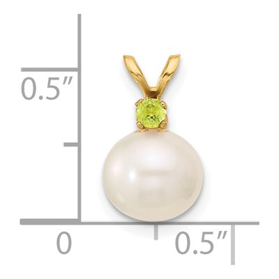 14K Yellow Gold Peridot & Freshwater Cultured Pearl Round 07PE Pendant – view 4