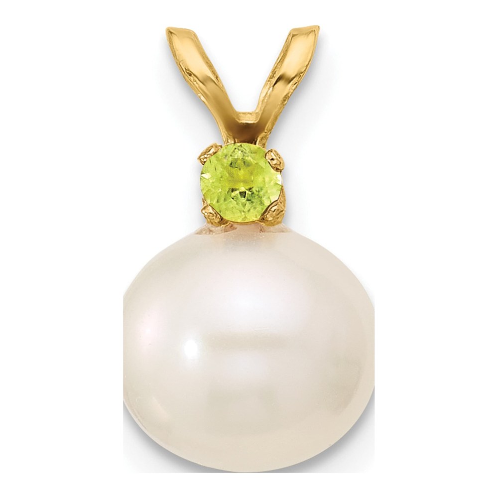 14K Gold White Pearl & Peridot Pendant