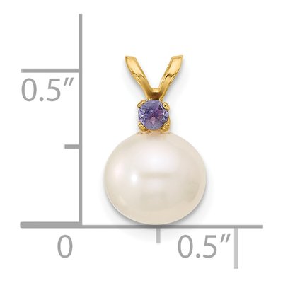 14K Yellow Gold Tanzanite & Freshwater Cultured Pearl Round 07TZ Pendant – view 4