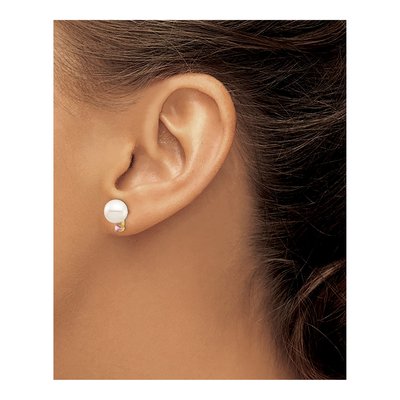 14K Yellow Gold Round Freshwater Cultured Pearl Stud Earrings – view 3