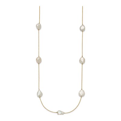14K Yellow Gold Freshwater Cultured Pearl 7-Station Necklace – view 2