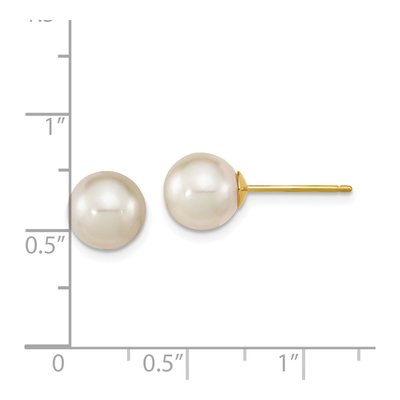 14K Yellow Gold 10.9mm Round Cultured Pearl Stud Earrings – view 4