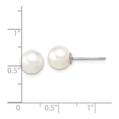 14K White Gold 9.15mm Round Cultured Pearl Stud Earrings – view 4