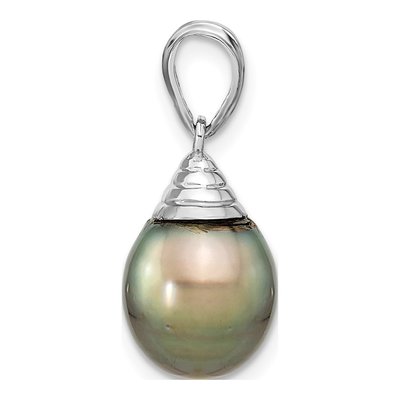 14K White Gold Black Tahitian Cultured Pearl Pendant – view 2