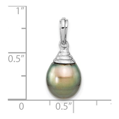 14K White Gold Black Tahitian Cultured Pearl Pendant – view 3
