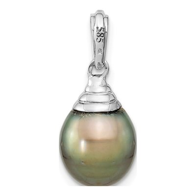 14K White Gold Black Tahitian Cultured Pearl Pendant – view 4