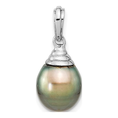 14K White Gold Black Tahitian Cultured Pearl Pendant