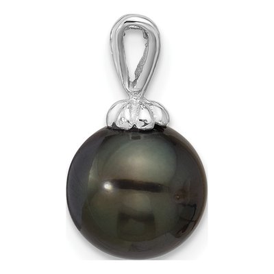 14K White Gold Black Tahitian Cultured Pearl Pendant – view 2