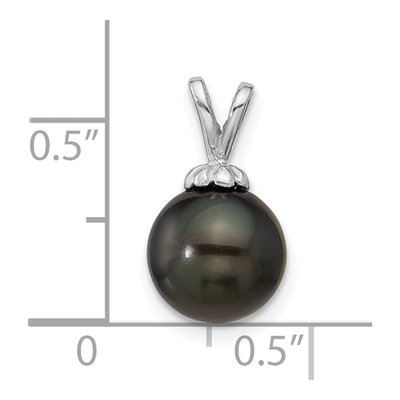 14K White Gold Black Tahitian Cultured Pearl Pendant – view 3