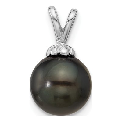 14K White Gold Black Tahitian Cultured Pearl Pendant
