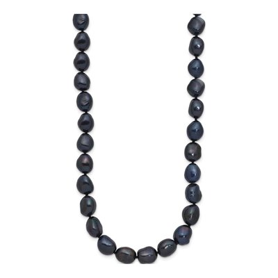 14K White Gold Black Freshwater Cultured Pearl Baroque Necklace – view 2