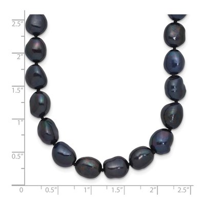 14K White Gold Black Freshwater Cultured Pearl Baroque Necklace – view 3