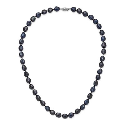 14K White Gold Black Freshwater Cultured Pearl Baroque Necklace – view 5