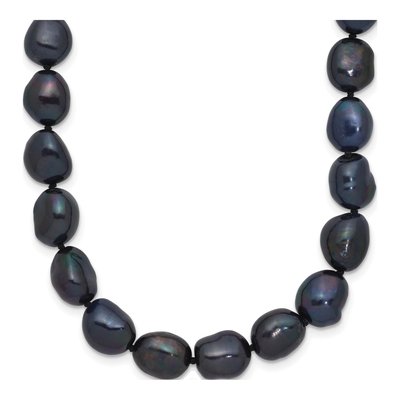 14K White Gold Black Freshwater Cultured Pearl Baroque Necklace
