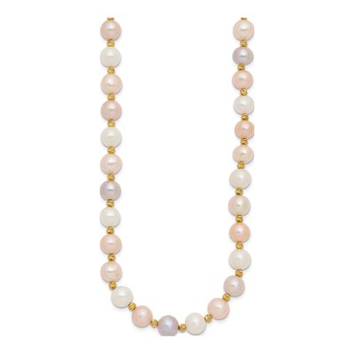 14K Yellow Gold Freshwater Cultured Pearl Multi-Color Beaded Necklace – view 2