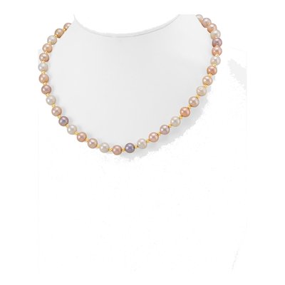 14K Yellow Gold Freshwater Cultured Pearl Multi-Color Beaded Necklace – view 4
