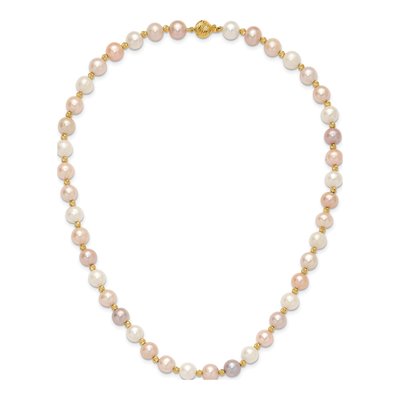 14K Yellow Gold Freshwater Cultured Pearl Multi-Color Beaded Necklace – view 5