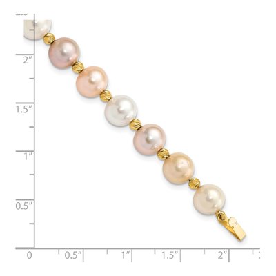 14K Yellow Gold Freshwater Cultured Pearl Multi-Color Bracelet – view 3