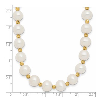 14K Yellow Gold Freshwater Cultured Pearl Near-Round Diamond-Cut Beaded Necklace – view 2