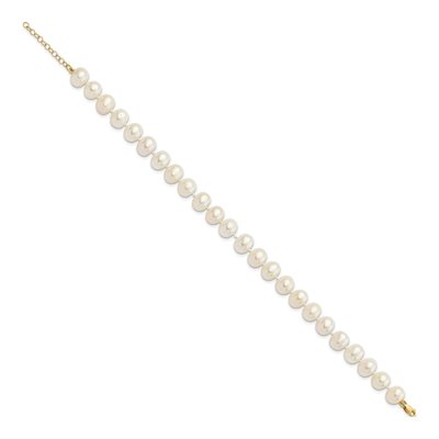 14K Gold Freshwater Pearl Necklace, Bracelet & Earring Set – view 7