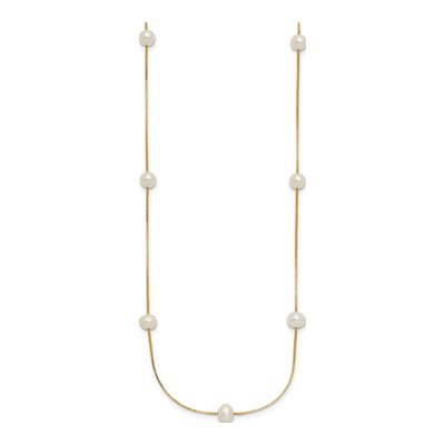 14K Yellow Gold Freshwater Cultured Pearl 9-Station Necklace – view 3