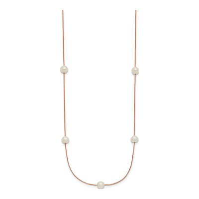 14K Rose Gold Freshwater Cultured Pearl Near-Round 9-Station Necklace – view 3