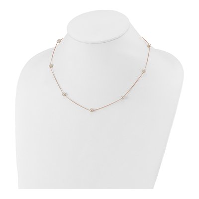 14K Rose Gold Freshwater Cultured Pearl Near-Round 9-Station Necklace – view 4