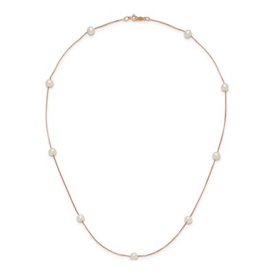 14K Rose Gold Freshwater Cultured Pearl Near-Round 9-Station Necklace – view 5
