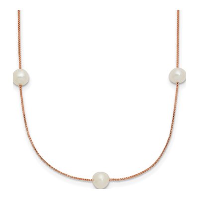 14K Rose Gold Freshwater Cultured Pearl Near-Round 9-Station Necklace