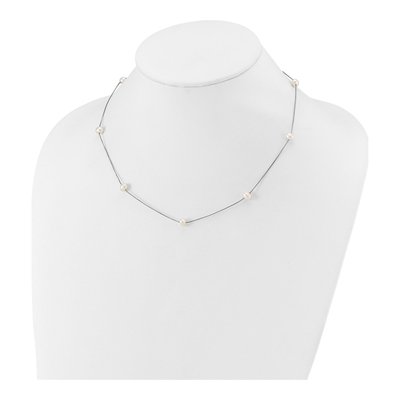 14K White Gold Freshwater Cultured Pearl Station Necklace – view 3