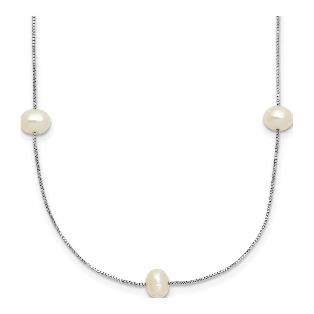 14K White Gold Freshwater Pearl Station Necklace