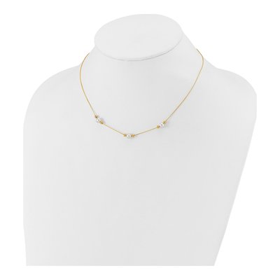 14K Yellow Gold Freshwater Cultured Pearl Round 3-Station Plus Necklace – view 4