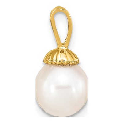 14K Yellow Gold Freshwater Cultured Pearl Round Pendant – view 2