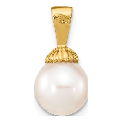 14K Yellow Gold Freshwater Cultured Pearl Round Pendant – view 4