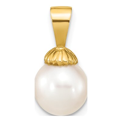 14K Yellow Gold Freshwater Cultured Pearl Round Pendant