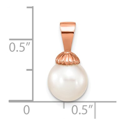 14K Rose Gold Freshwater Cultured Pearl Round Pendant – view 3