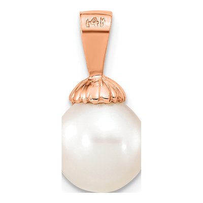 14K Rose Gold Freshwater Cultured Pearl Round Pendant – view 4